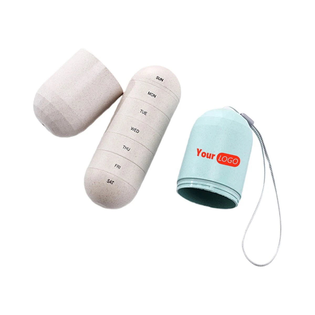 Wheat Straw PP Rotating 7 Grid Pill Box 1
