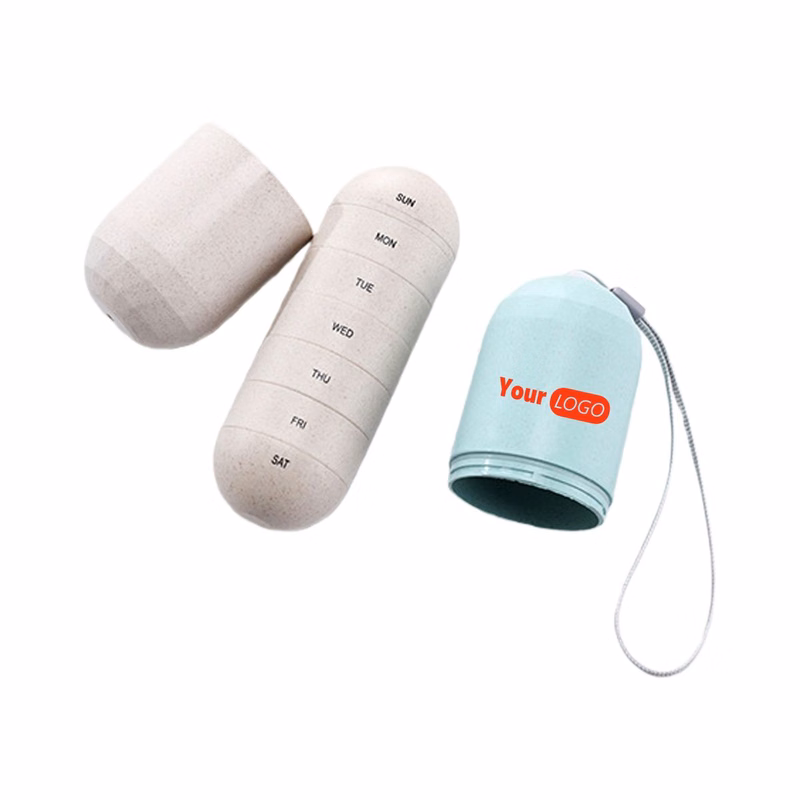 Wheat Straw PP Rotating 7 Grid Pill Box