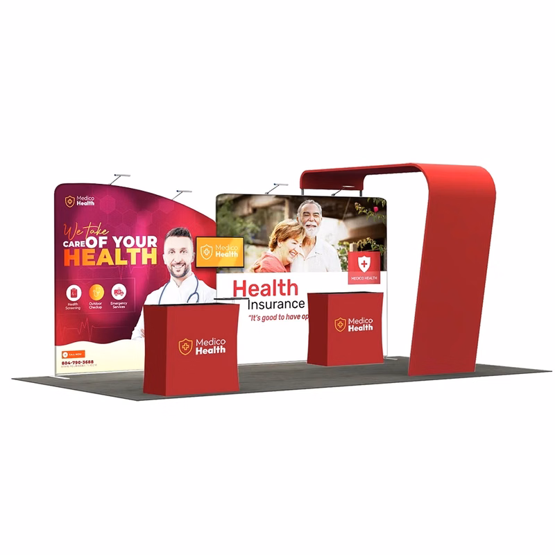20ft Inline Trade Show Booth - Full Graphic Wall Setup