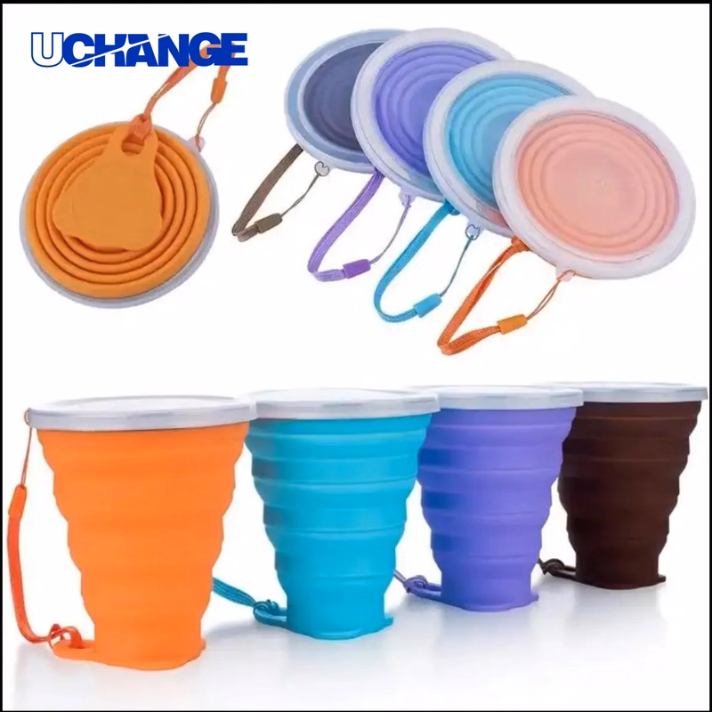 Silicone Foldable Cup with Lid for Travel, Camping & Office Use