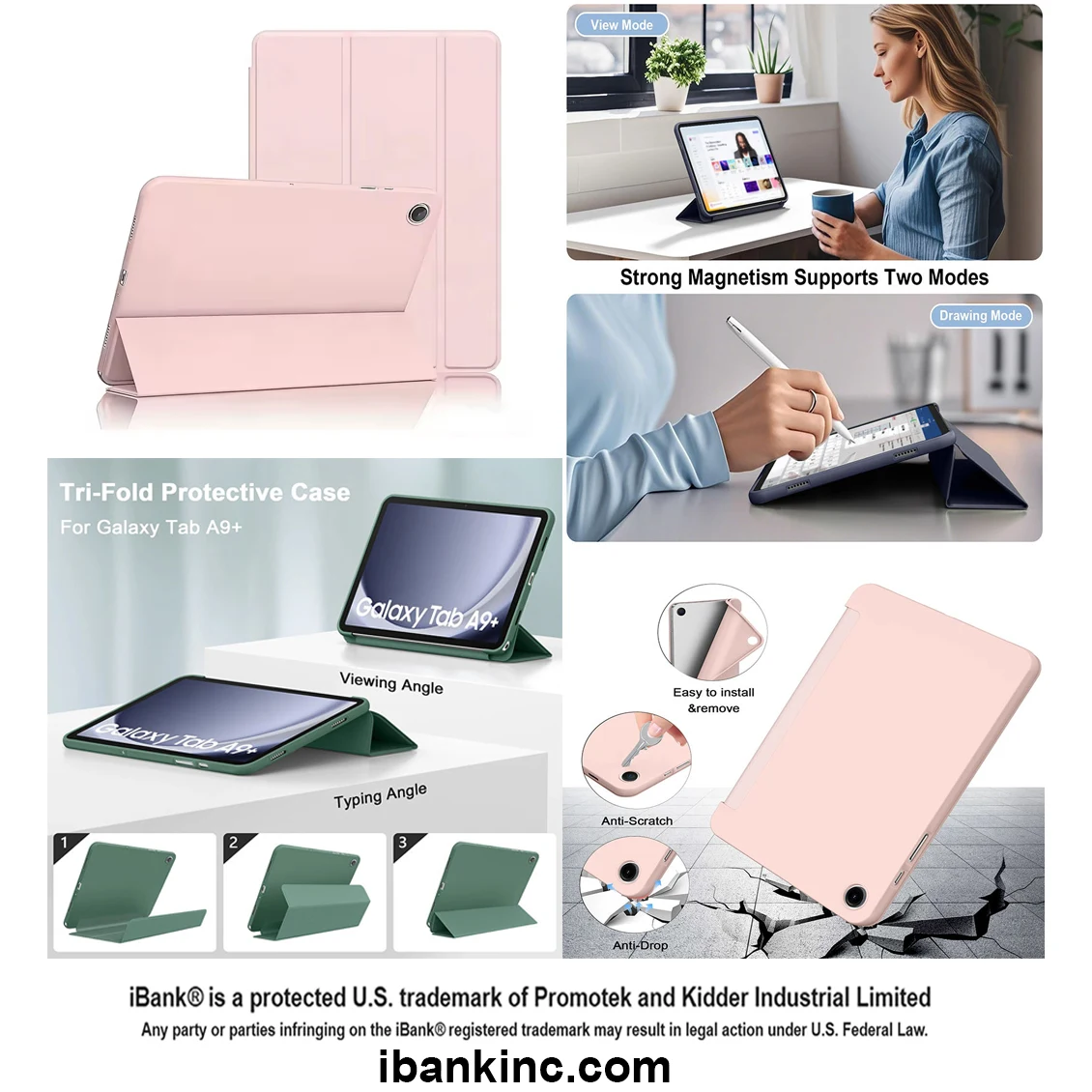 iBank ® Smart Cover Case compatible with Galaxy Tab A9+/A9 Plus 11 inch 1