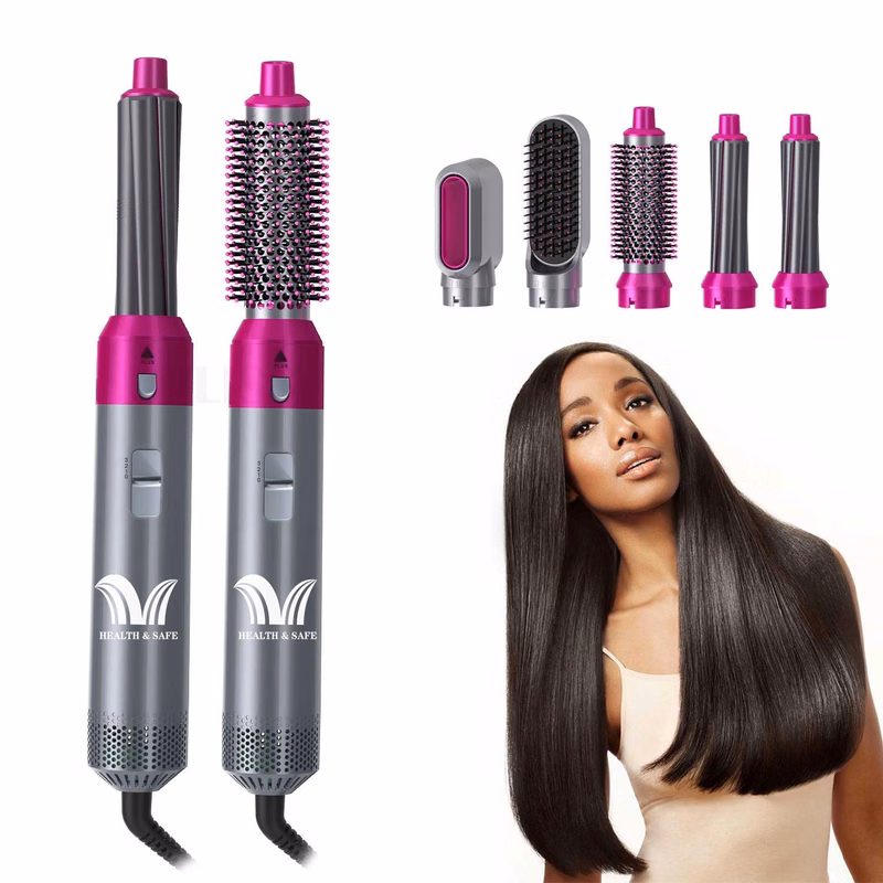 5IN1 Hair Dryer Hot Airwrap Straightener Brush Curling Iron