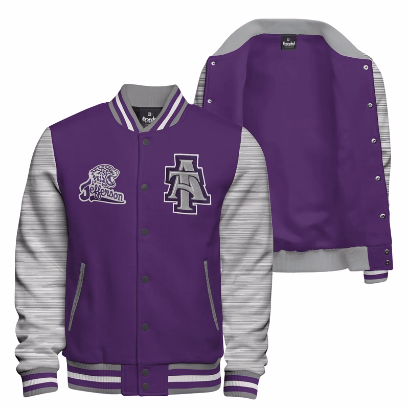 Cotton Fleece Varsity Jacket With No Lining