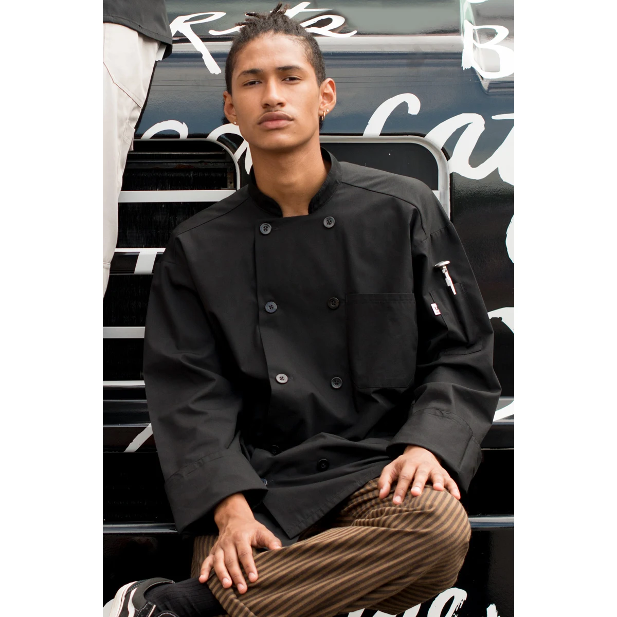 Performance Long Sleeve Chef Coat, Black, XS-6XL 1