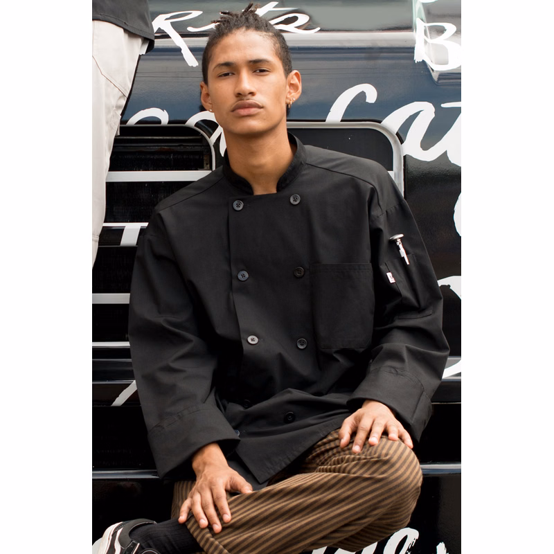 Performance Long Sleeve Chef Coat, Black, XS-6XL