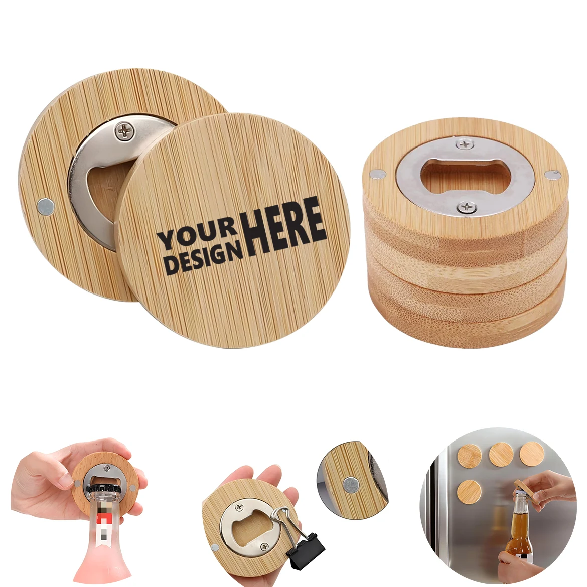 Bamboo Magnetic Bottle Opener Coaster 1