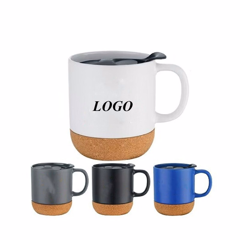 Cork Bottom Ceramic Mug with Plastic Lid