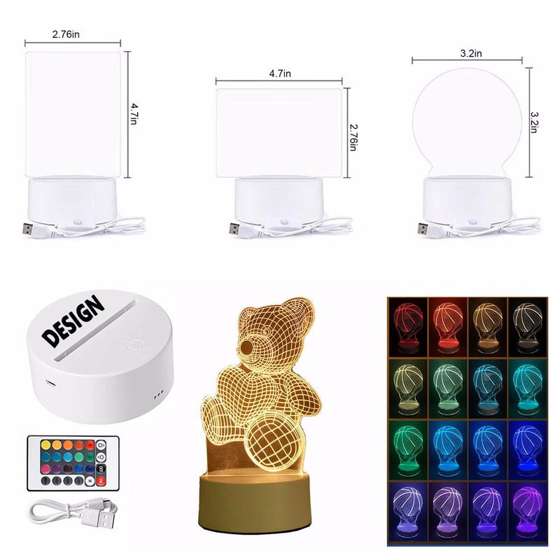 16 Color Acrylic Night Light With Remote Control