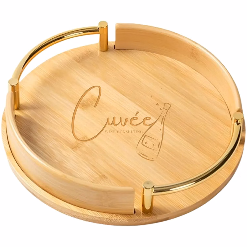 Round Bamboo Wooden Serving Tray