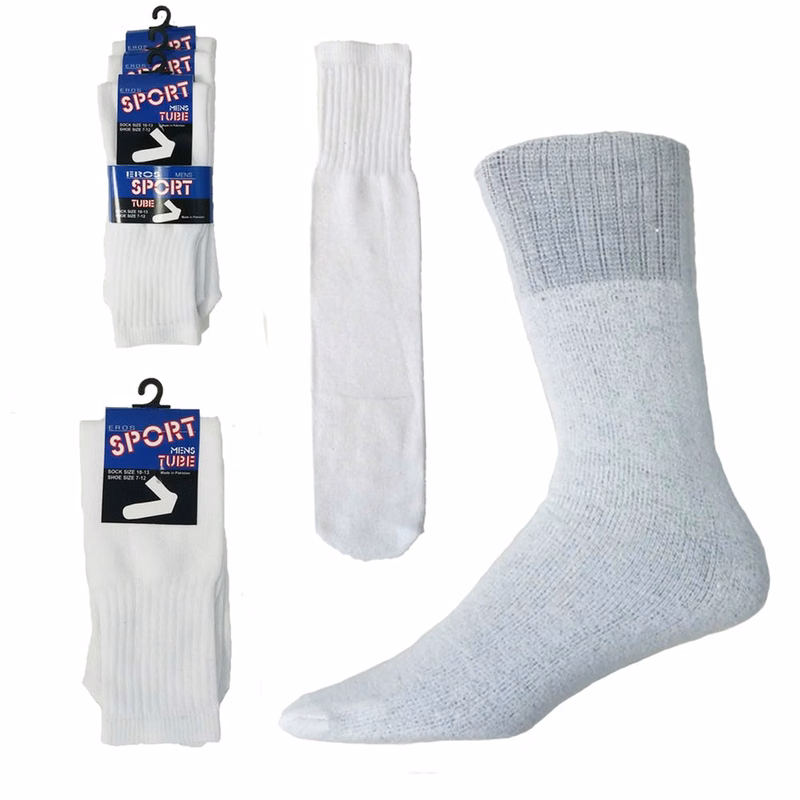 Men's Tube Socks - Size 10-13 White