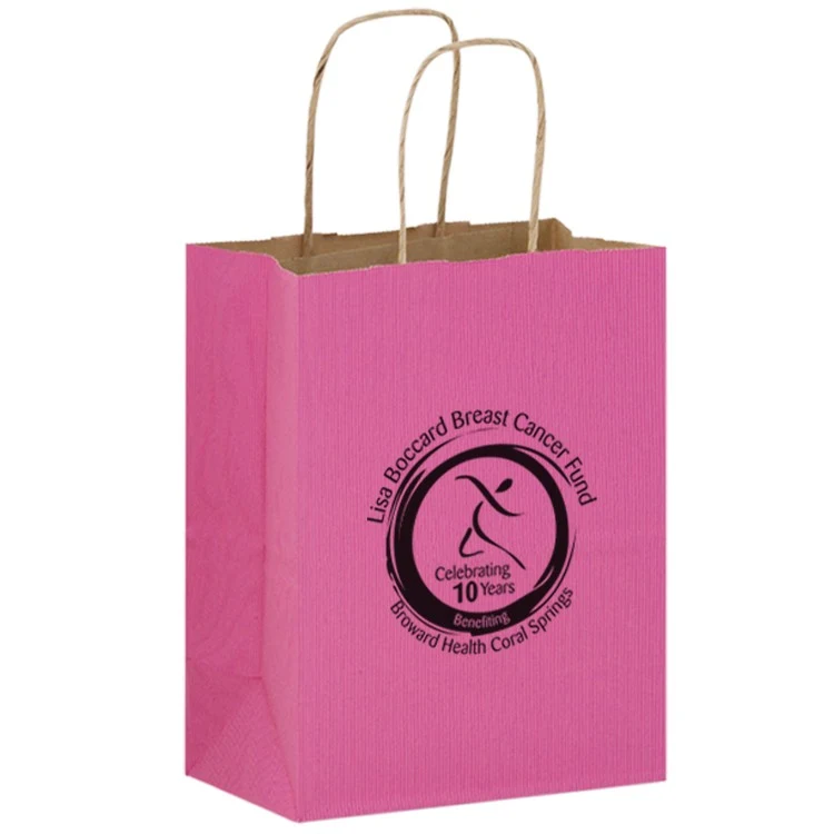 Pink Matte Paper Shopper with Twisted Paper Handles - Awareness Bag 1