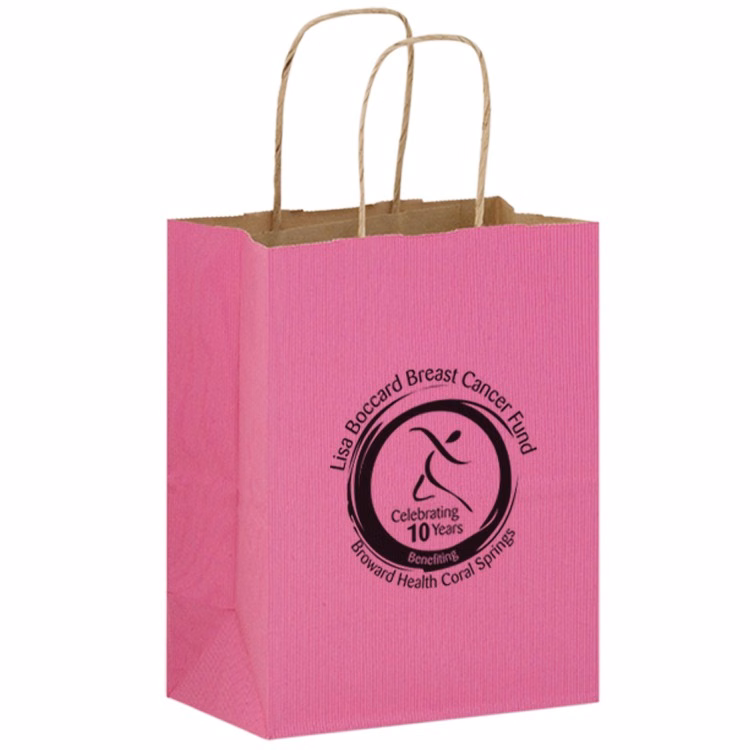 Pink Matte Paper Shopper with Twisted Paper Handles - Awareness Bag
