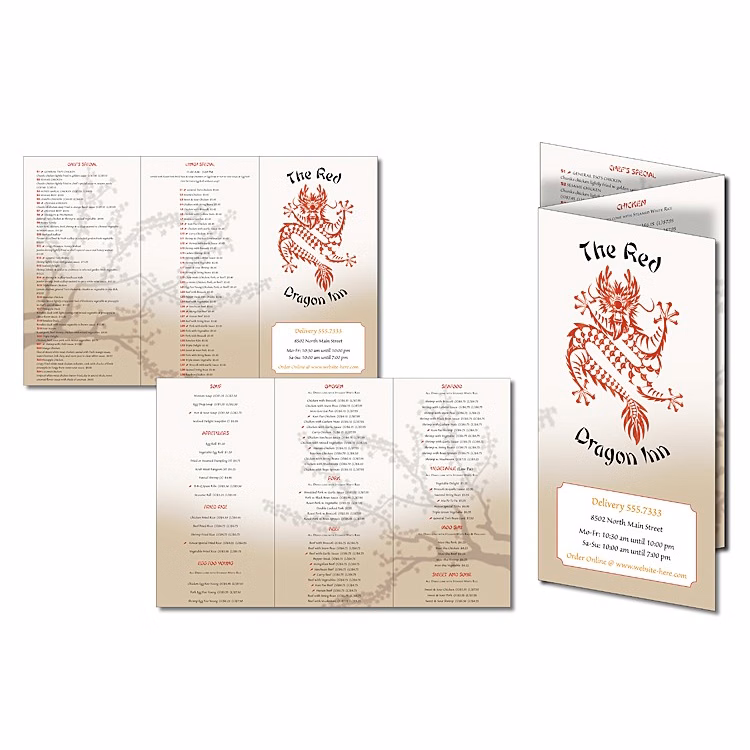 Tri-Fold Menu Card - 11x17.5 Flat (11x6 Folded) - Gloss Cover