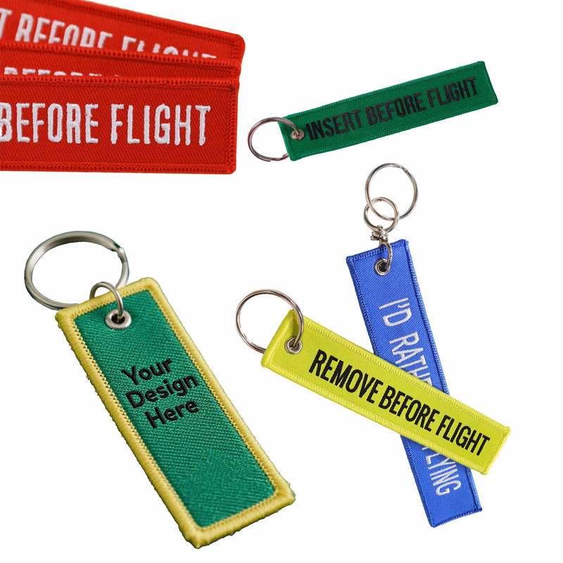 Double-Sided Embroidered Logo Fabric Keychain