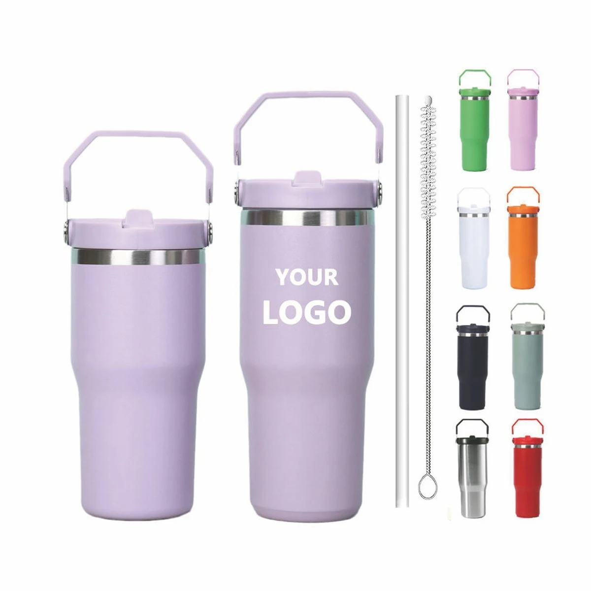 30oz Tumbler with Handle | Insulated Tumbler with Lid and Straw | Stainless Steel Vacuum Bottle 1