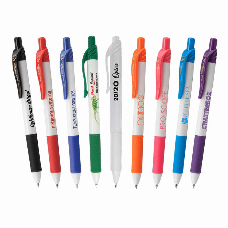 EnerGel-X® White Barrel Retractable Gel Ink Pen-Silk-Screen