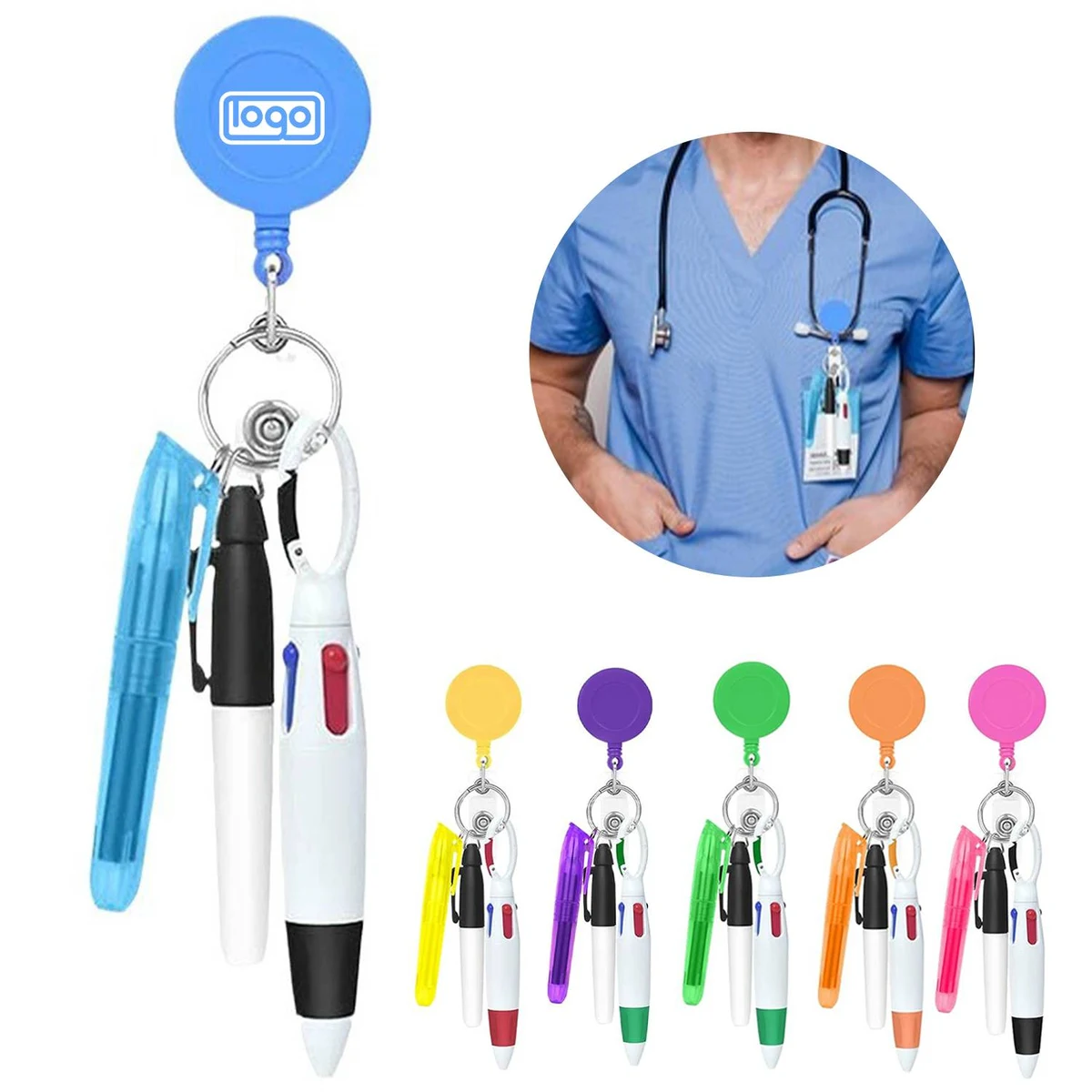 Nurse Pen Set w/ Retractable Badge Holder 1