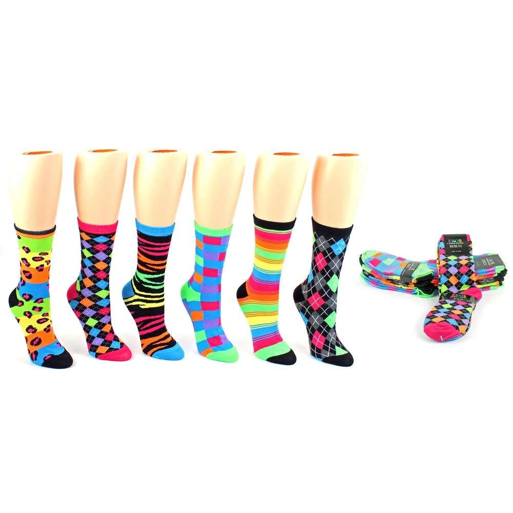Women's Crew Socks - Neon Print Size 9-11 1
