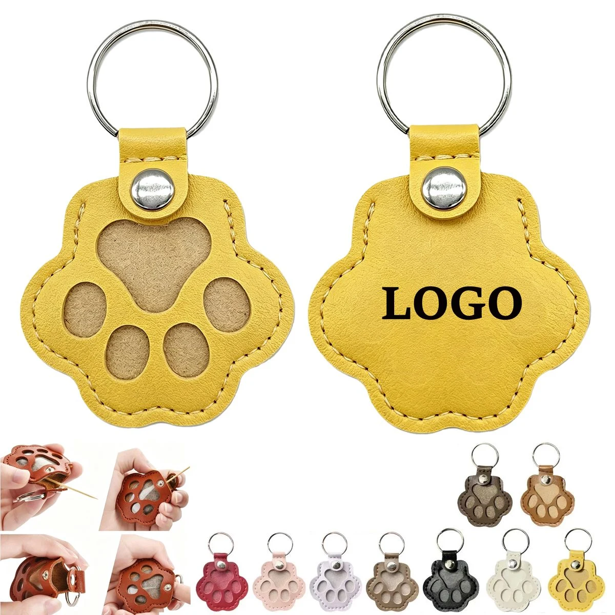MOQ 20 Piece Leather Pet Hair Storage Keychain 1