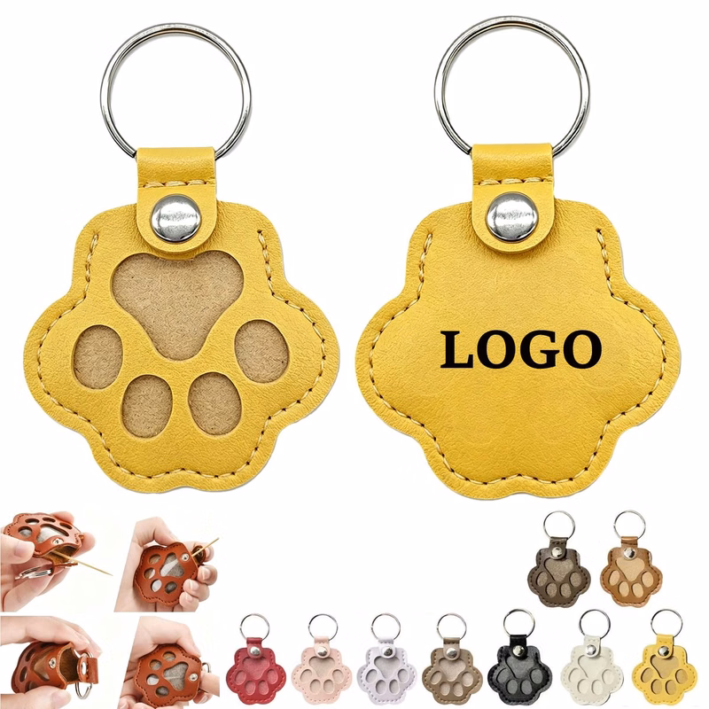 MOQ 20 Piece Leather Pet Hair Storage Keychain