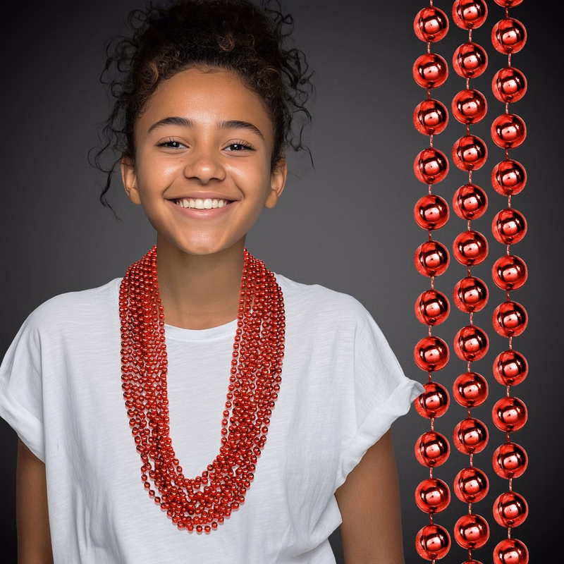 Red Metallic Beaded Necklace
