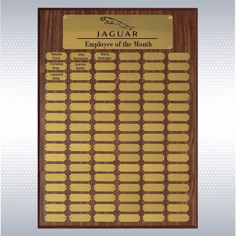 Walnut Perpetual Plaque w/102 Brass Plates (18"x24")