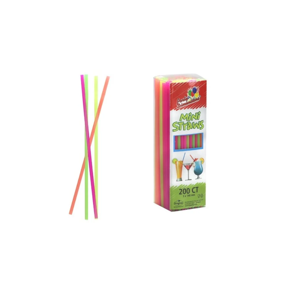 Mini Plastic Straws - Assorted Colors 3" 200 Count 1