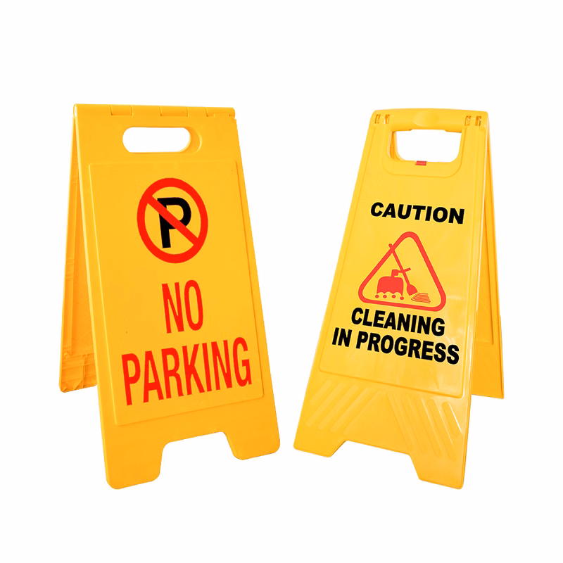 Yellow Plastic Foldable A-Shaped Sign Slip Carefully
