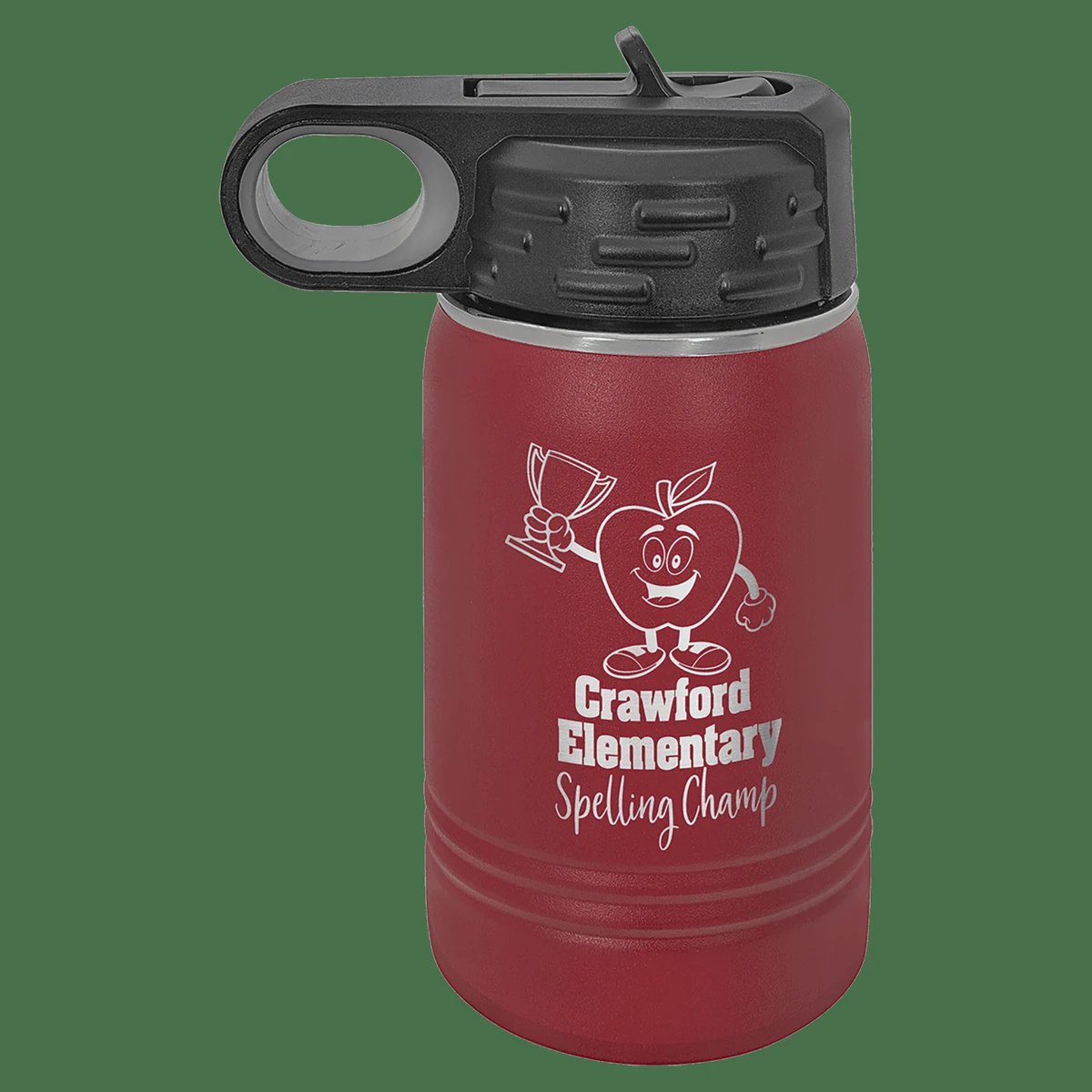 12 oz. Maroon Laser Engraved Polar Camel Water Bottles 1