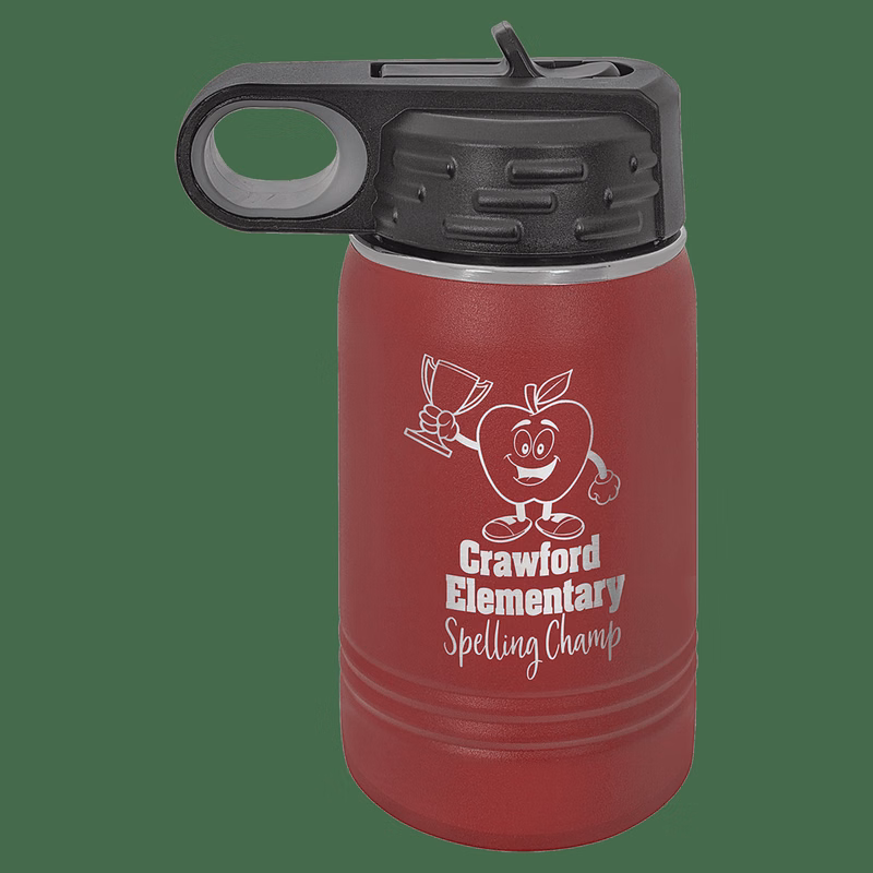 12 oz. Maroon Laser Engraved Polar Camel Water Bottles