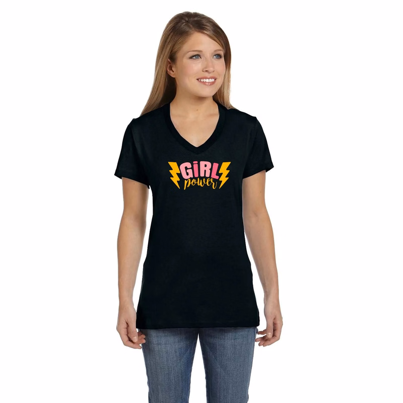 Hanes Ladies 4.5 oz.. 100% Ringspun Cotton V-Neck T-Shirt