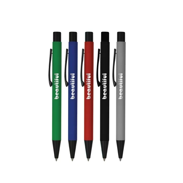 Chrome Engraved Soft Rubber Click Metal Ballpoint Pen 1
