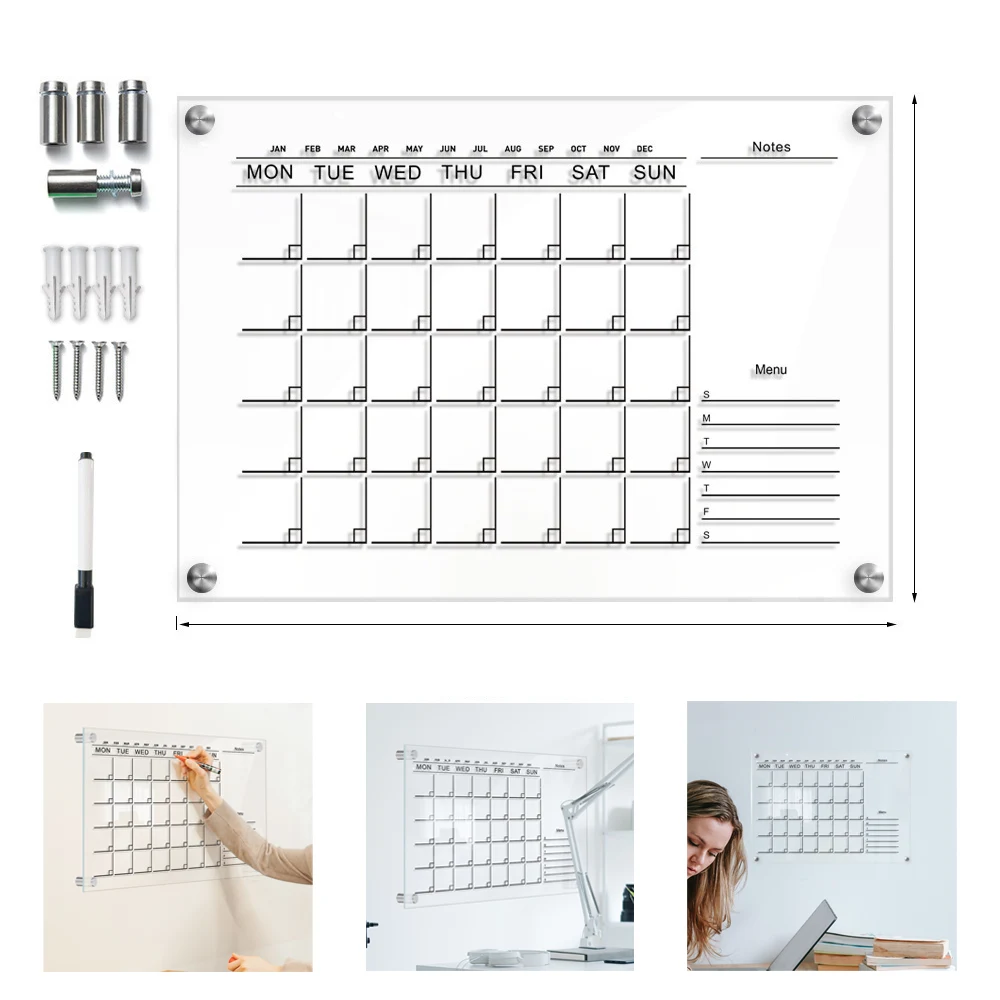 Acrylic wall hanging calendar, erasable transparent message writing board 1