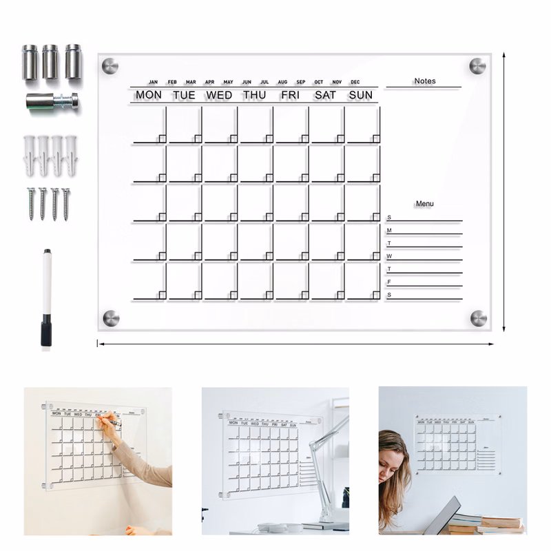 Acrylic wall hanging calendar, erasable transparent message writing board