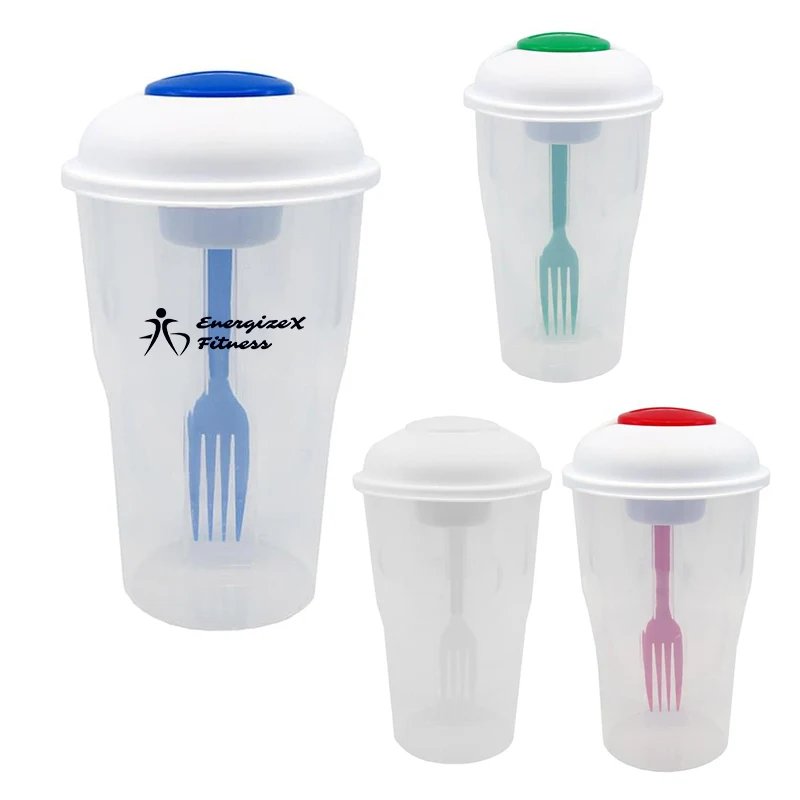 Salad Shaker Container with Fork and Dressing Container 1