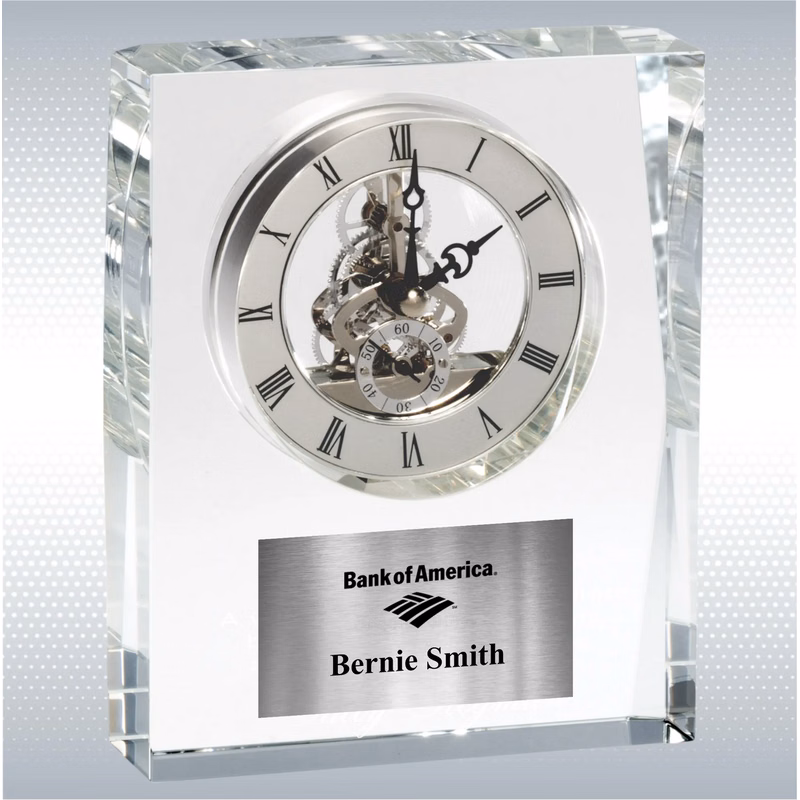 5.75" Rectangular Crystal Desk Clock Award