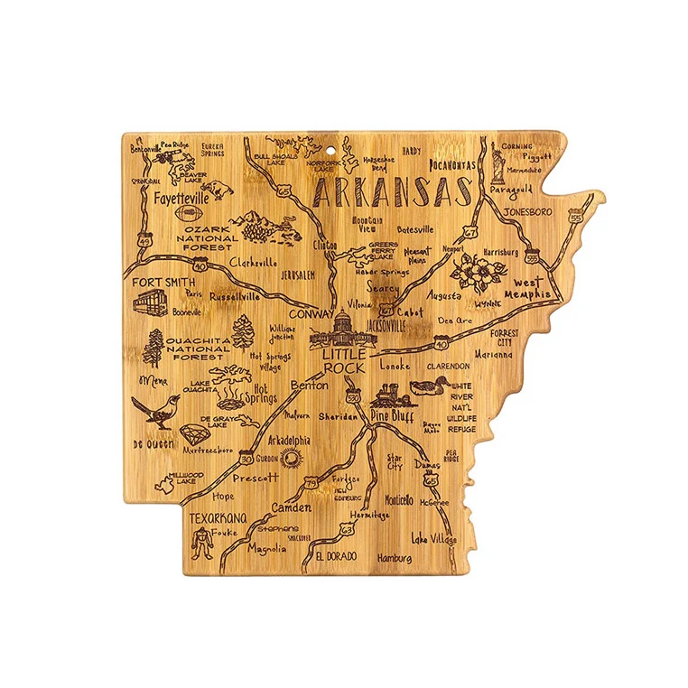 Arkansas State Shape Bamboo Cutting Board 1
