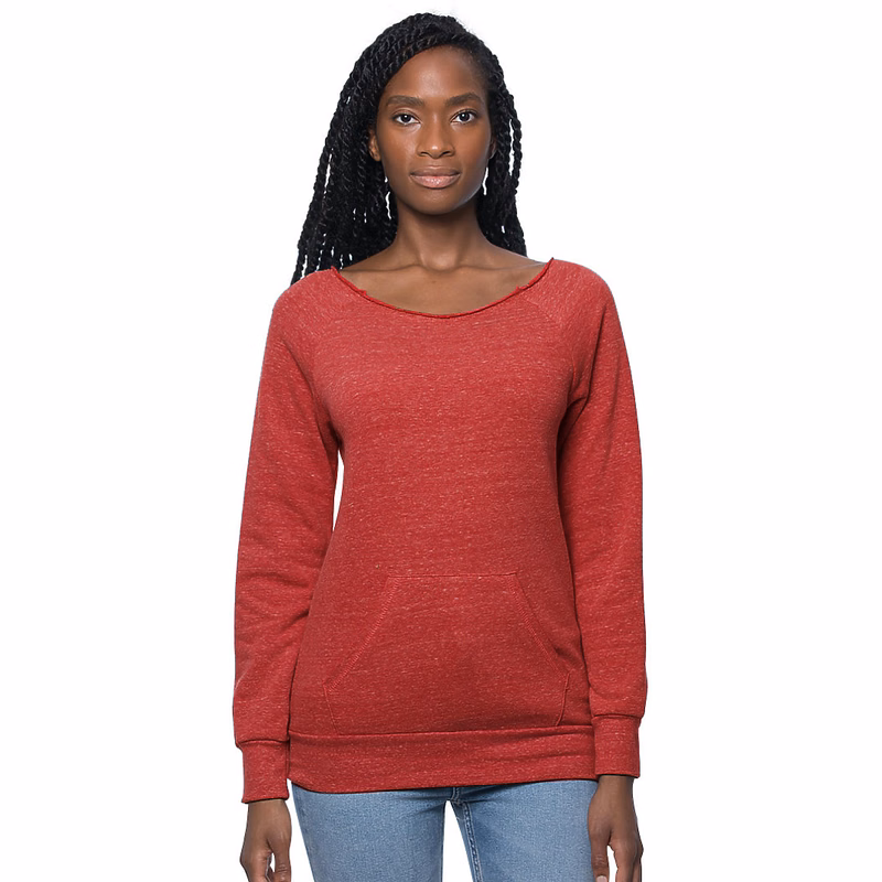 Womens Fashion Fleece Raglan Pouch Pocket