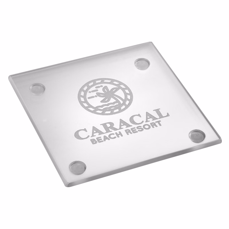 4" Glass Square Coaster (1 Color Imprint)