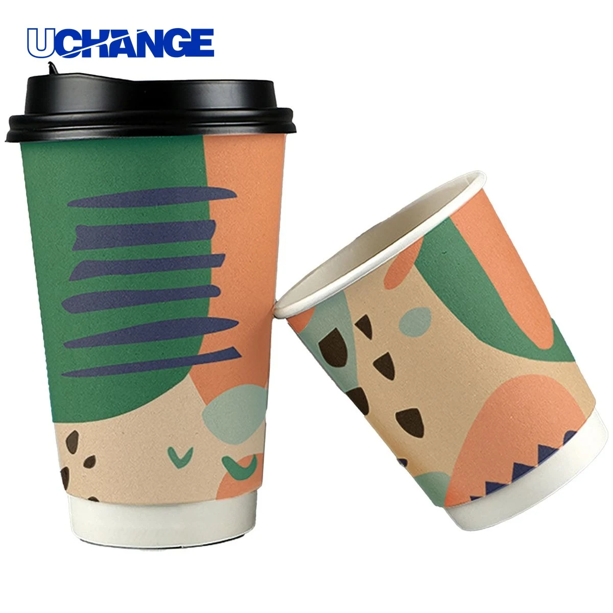 Double-Walled Coffee Paper Cup Container with Lid 1