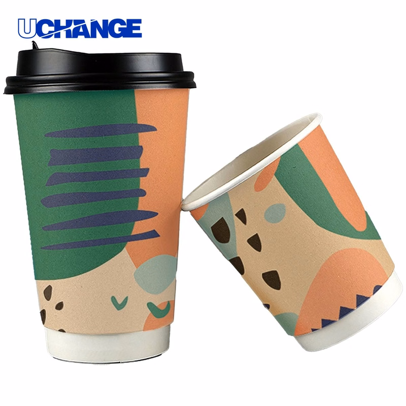 Double-Walled Coffee Paper Cup Container with Lid