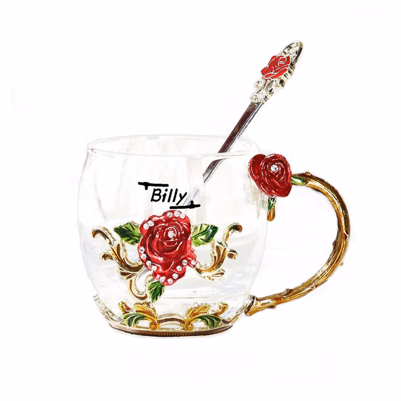 11Oz Christmas Red Teacup With Spoon Set