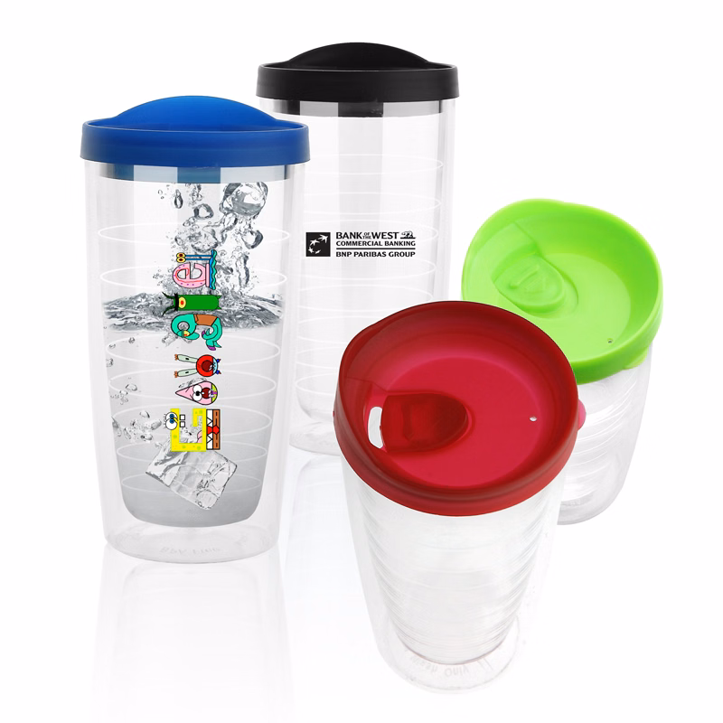 16 Oz. Newport Double-Wall Acrylic Tumbler (Clear/Red)