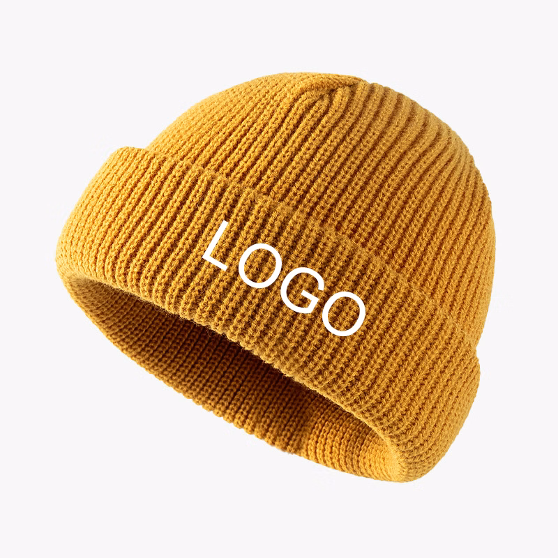 Acrylic Knit Cap With Embroidered Logo
