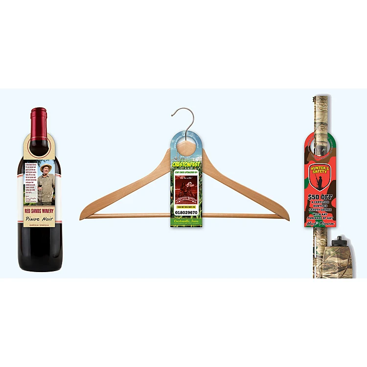 UV Coated (1S) Bottle Hanger - 2.5 x 7.625 (Round Top w/1.5625 hole) 1