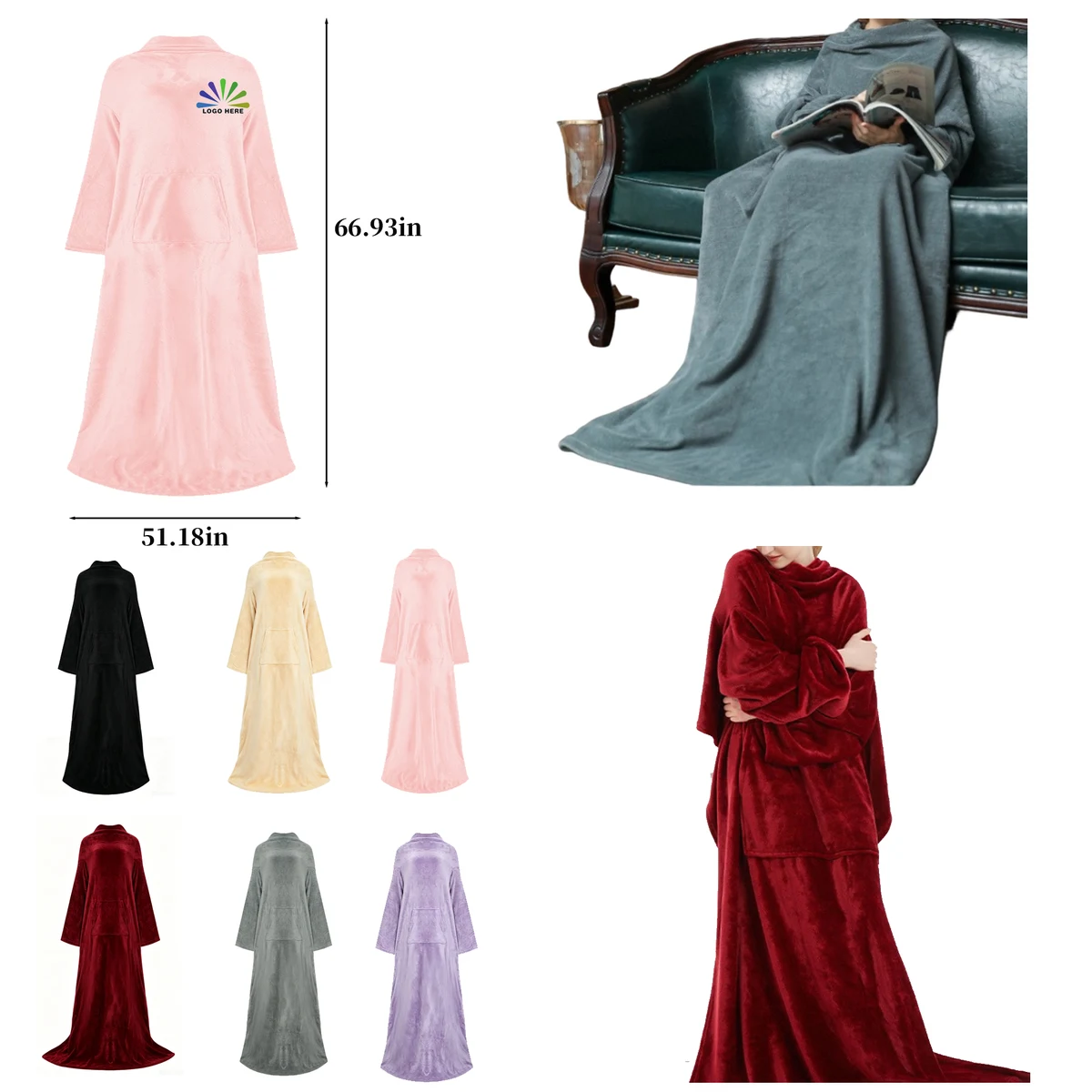Wearable Flannel Home Throw Blanket 1