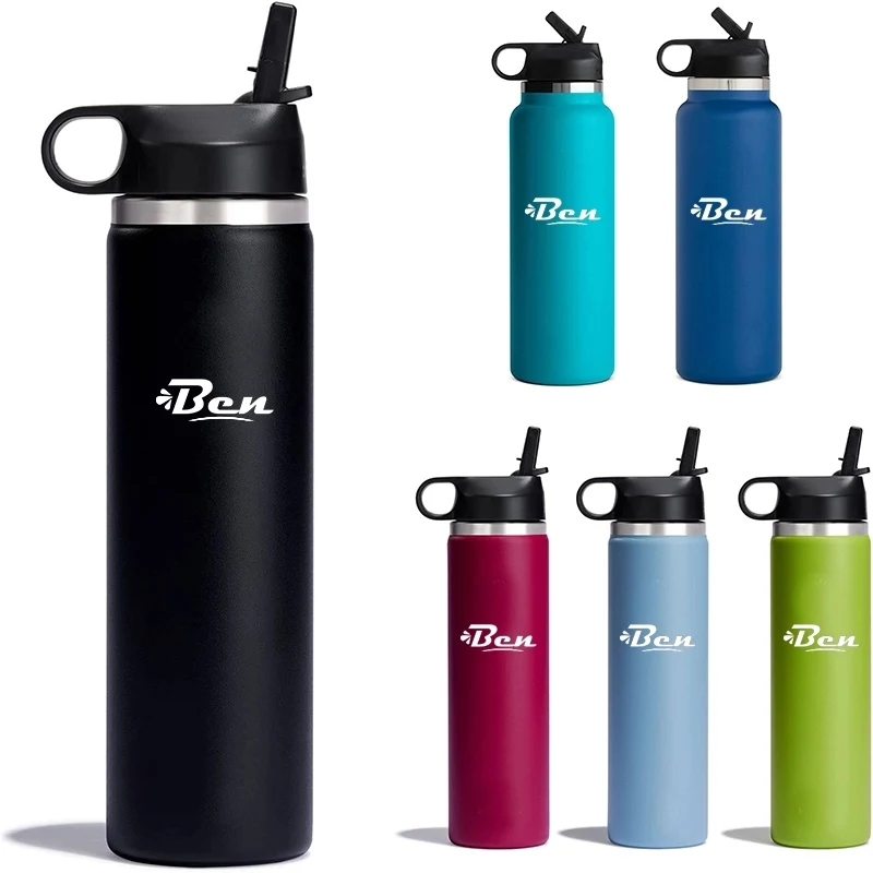 18Oz Wide Mouth Straw Lid - Stainless Steel Reusable Bottle 1