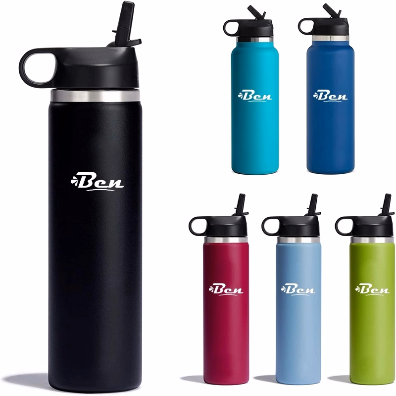 18Oz Wide Mouth Straw Lid - Stainless Steel Reusable Bottle