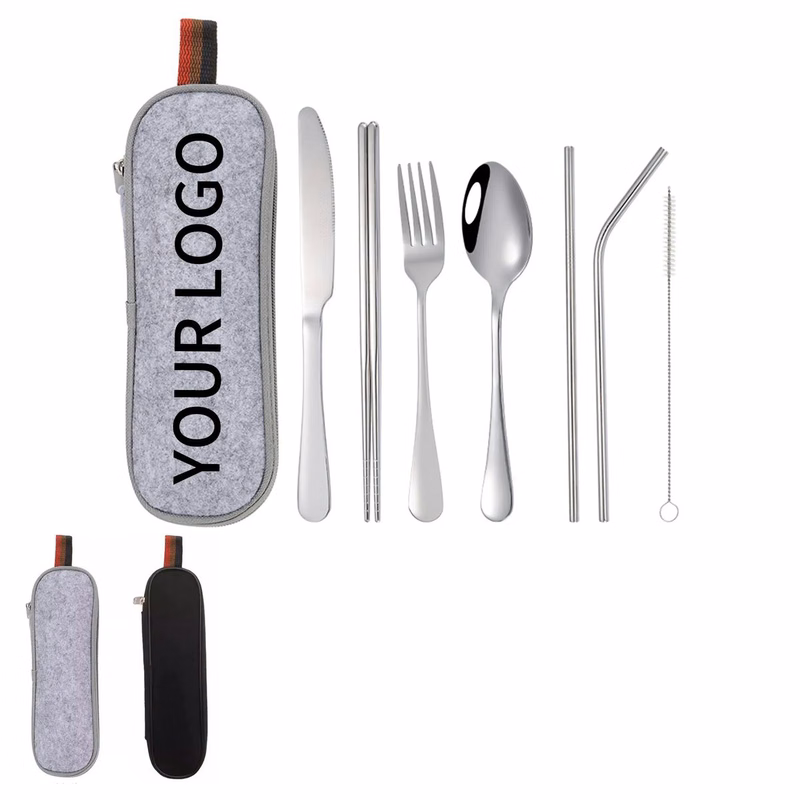 10 Inch Travel Cutlery Kit with Felt Storage Case