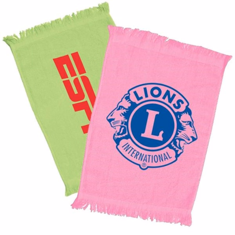 Velour Towel w/ Custom Logo & Fringed Ends 11" X 18" Towels